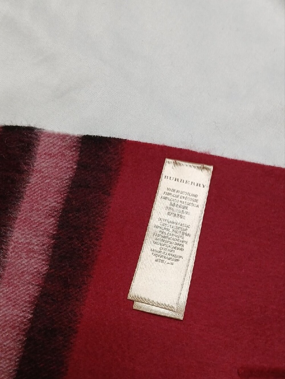 Burberry Red Plaid Wool Scarf with Black Accents - Picture 3 of 4